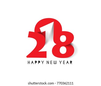 Happy new year 2018 Text Design  patterVector illustration