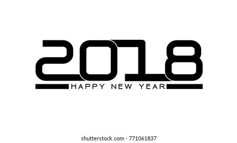 Happy new year 2018 Text Design Vector illustration