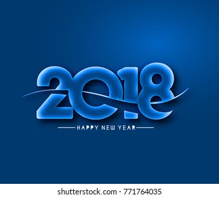 Happy new year 2018 Text Design  patterVector illustration