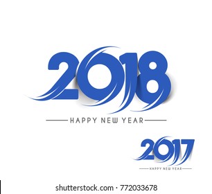 Happy new year 2018 Text Design  patterVector illustration