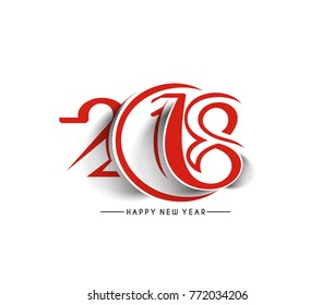 Happy new year 2018 Text Design  patterVector illustration