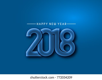 Happy new year 2018 Text Design  patterVector illustration