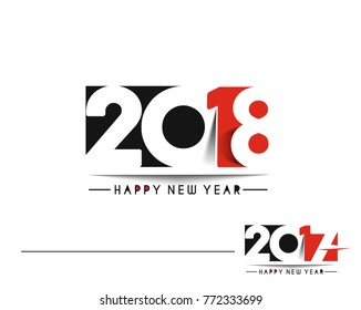 Happy new year 2018 Text Design  patterVector illustration