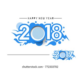 Happy new year 2018 Text Design  patterVector illustration