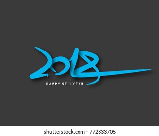 Happy new year 2018 Text Design  patterVector illustration