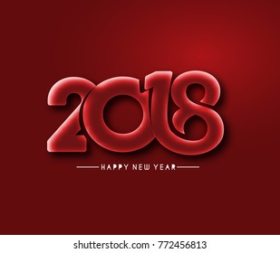 Happy new year 2018 Text Design  patterVector illustration