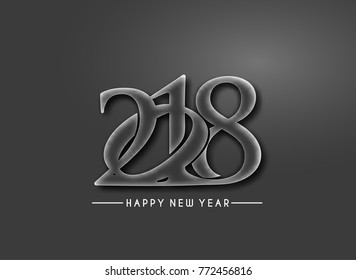 Happy new year 2018 Text Design  patterVector illustration