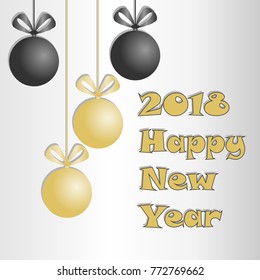 Happy New Year 2018 text design. Vector 2018 Happy New Year and christmas elements. Flat design, vector.