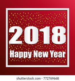 Happy New Year 2018 text design. Vector 2018 Happy New Year and christmas elements. Flat design, vector.