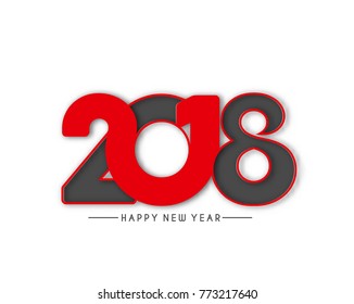 Happy new year 2018 Text Design  patterVector illustration