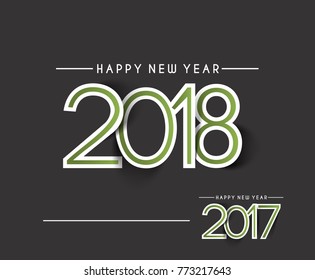 Happy new year 2018 Text Design  patterVector illustration