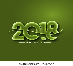 Happy new year 2018 Text Design  patterVector illustration
