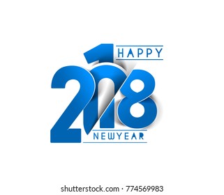 Happy new year 2018 Text Design  patterVector illustration