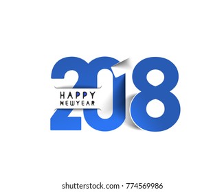 Happy new year 2018 Text Design  patterVector illustration