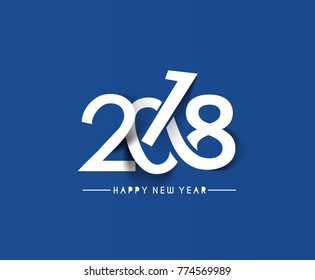 Happy new year 2018 Text Design  patterVector illustration