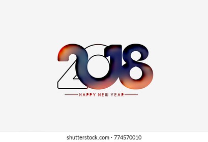Happy new year 2018 Text Design  patterVector illustration