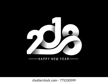 Happy new year 2018 Text Design  patterVector illustration