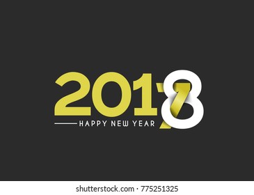 Happy new year 2018 Text Design  patterVector illustration