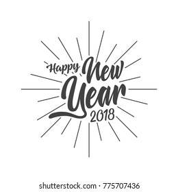 Happy new year 2018  Text Design Vector illustration