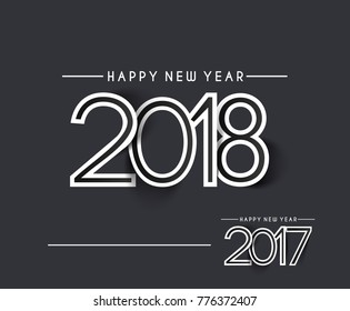 Happy New Year 2018 Text Design  Patter, Vector illustration.