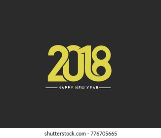 Happy New Year 2018 Text Design  Patter, Vector illustration.