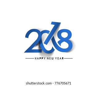 Happy New Year 2018 Text Design  Patter, Vector illustration.