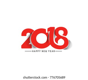 Happy New Year 2018 Text Design  Patter, Vector illustration.