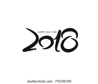 Happy New Year 2018 Text Design  Patter, Vector illustration.
