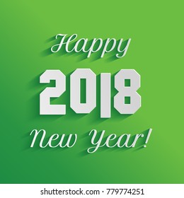 Happy New Year 2018 text design on green background