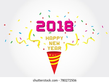Happy new year 2018 text colorful scatter