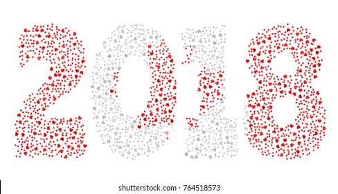 Happy new year 2018 texture in colors of the flag of Canada made of hearts