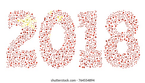 Happy new year 2018 texture in colors of the flag of The Peoples Republic Of China made of hearts