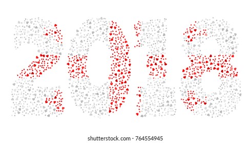 Happy new year 2018 texture in colors of the flag of Georgia made of hearts