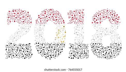 Happy new year 2018 texture in colors of the flag of Egypt made of hearts