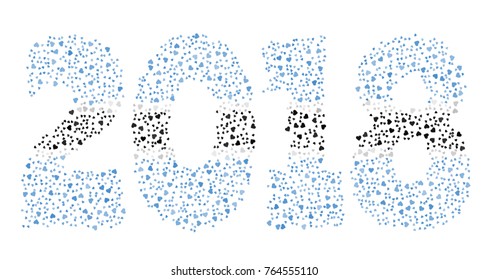 Happy new year 2018 texture in colors of the flag of Botswana made of hearts