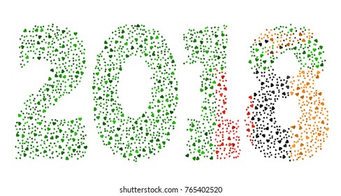 Happy new year 2018 texture in colors of the flag of Zambia made of hearts