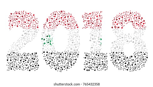 Happy new year 2018 texture in colors of the flag of Syria made of hearts