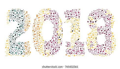 Happy new year 2018 texture in colors of the flag of Sri Lanka made of hearts