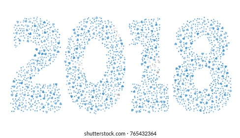Happy new year 2018 texture in colors of the flag of The Federated States Micronesia made of hearts