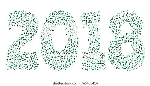 Happy new year 2018 texture in colors of the flag of Saudi Arabia made of hearts