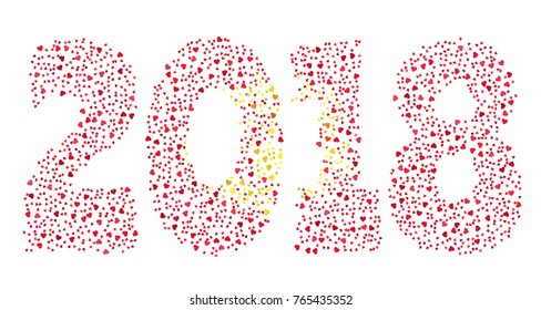 Happy new year 2018 texture in colors of the flag of Kyrgyzstan made of hearts