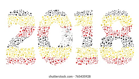 Happy new year 2018 texture in colors of the flag of Uganda made of hearts