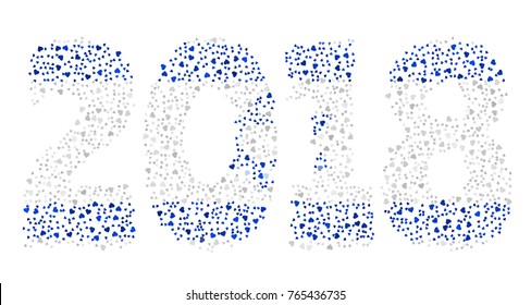 Happy new year 2018 texture in colors of the flag of Israel made of hearts