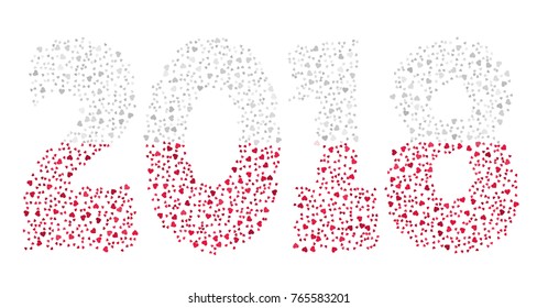 Happy new year 2018 texture in colors of the flag of Poland made of hearts
