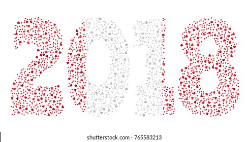 Happy new year 2018 texture in colors of the flag of Peru made of hearts