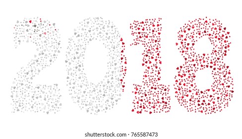 Happy new year 2018 texture in colors of the flag of Malta made of hearts
