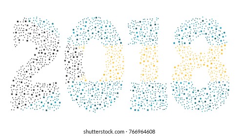 Happy new year 2018 texture in colors of the flag of The Bahamas made of stars