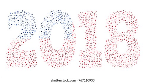 Happy new year 2018 texture in colors of the flag of Samoa made of stars
