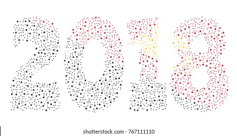 Happy new year 2018 texture in colors of the flag of Papua New Guinea made of stars