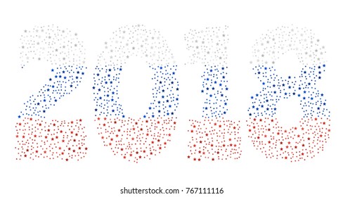 Happy new year 2018 texture in colors of the flag of Russia made of stars